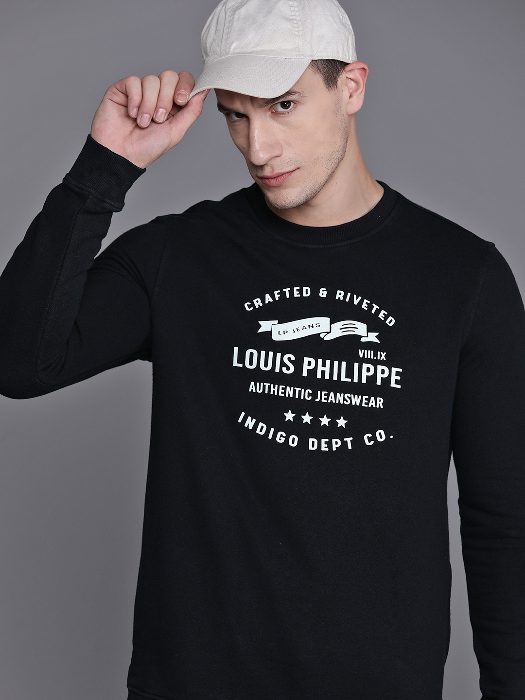 

Louis Philippe Jeans Pure Cotton Printed Sweatshirt, Black