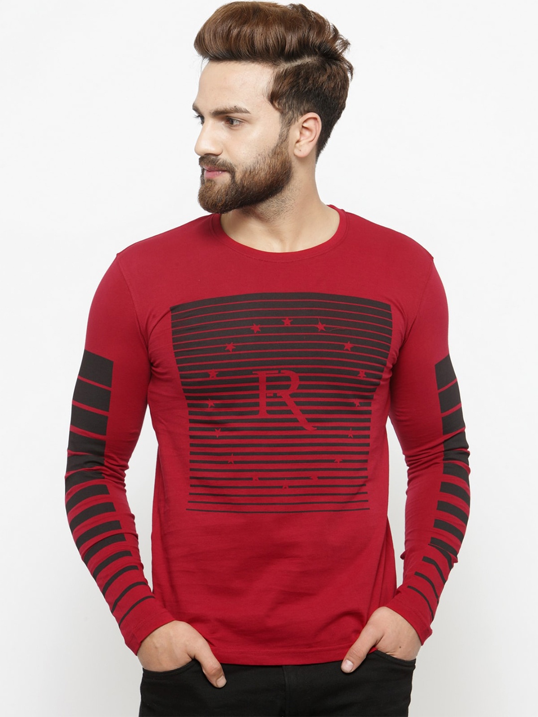 

GESPO Striped Cotton T-shirt, Red