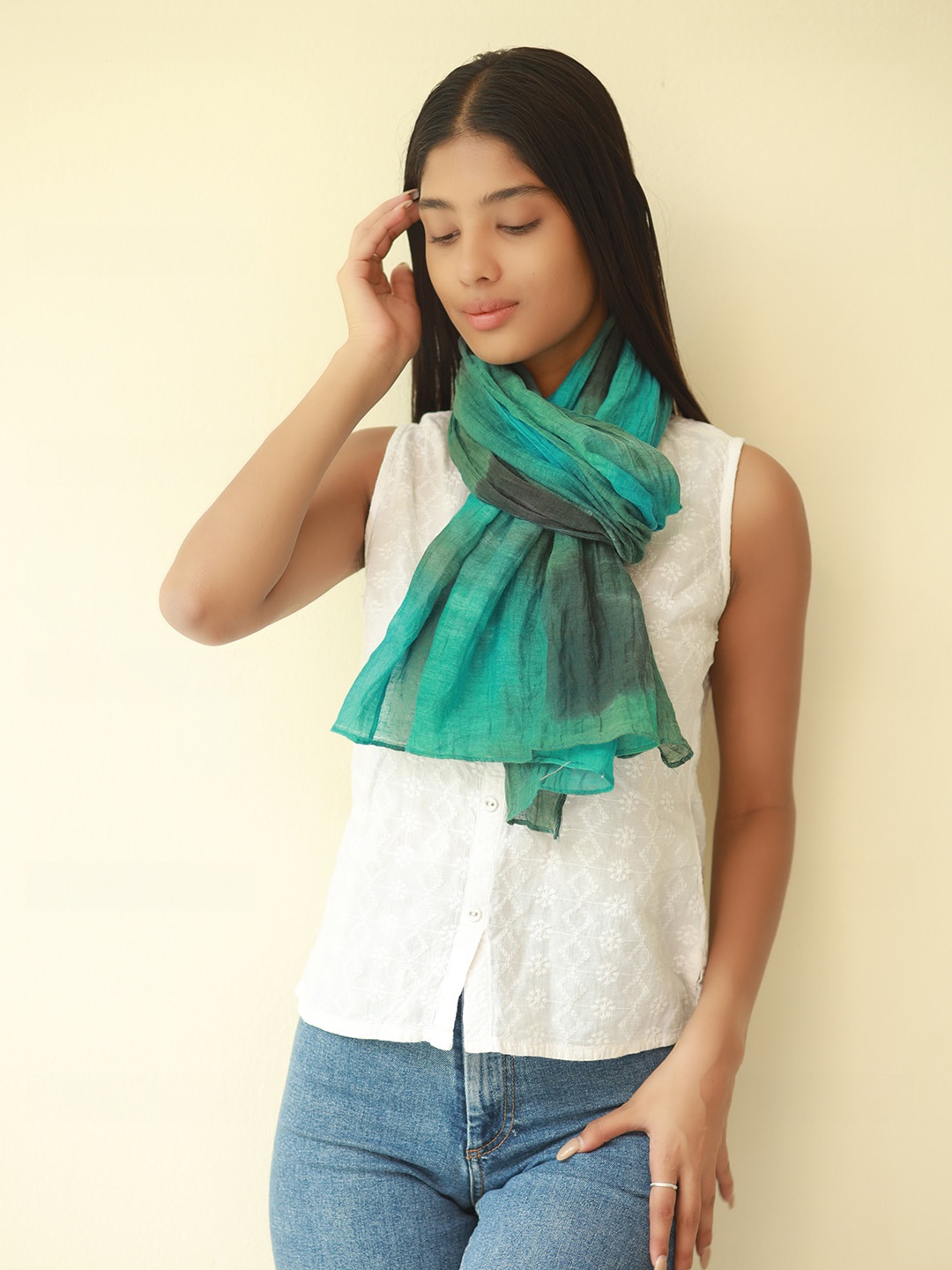 

Ayesha Women Green & Blue Scarf