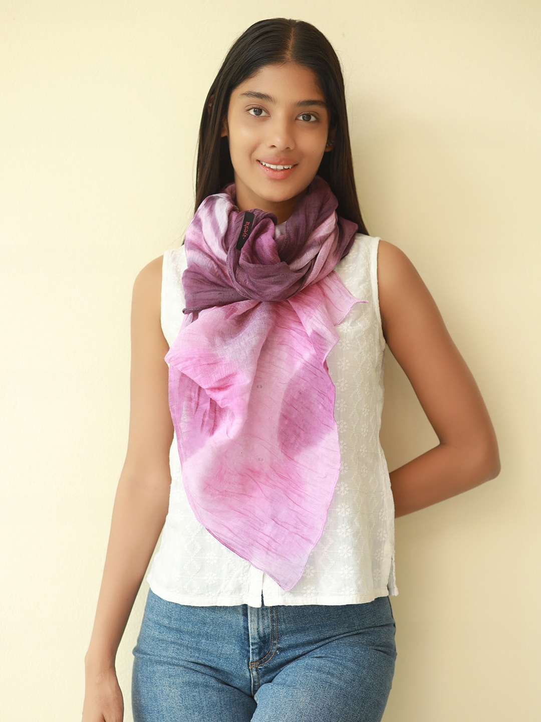 

Ayesha Women Purple & Pink Striped Scarf