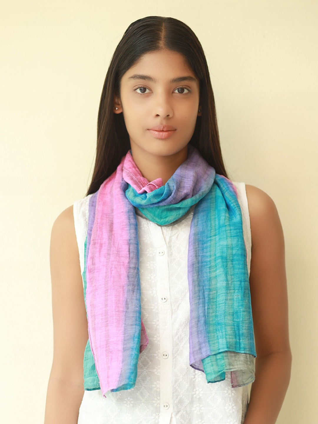 

Ayesha Women Pink & Blue Scarf