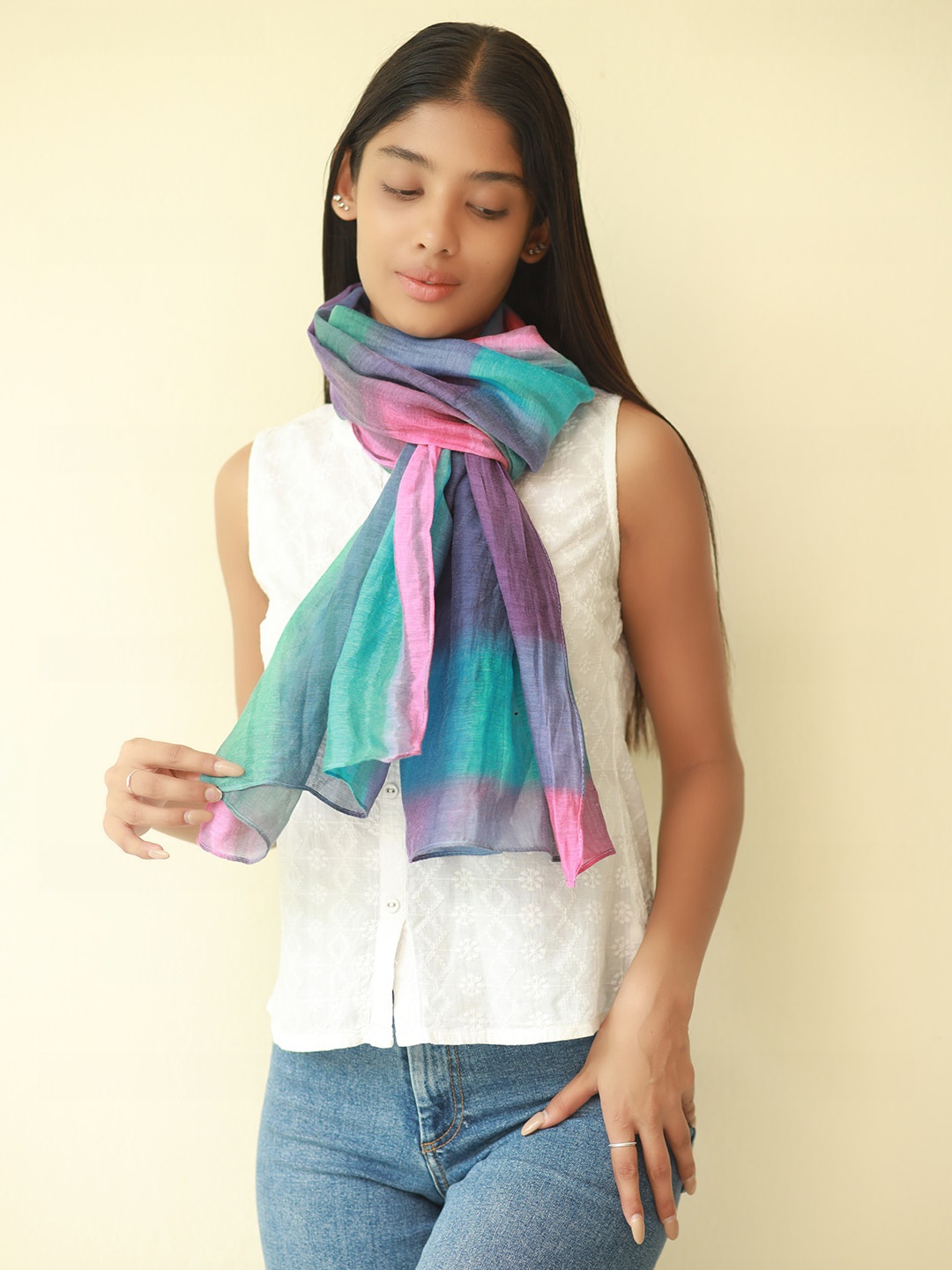 

Ayesha Women Blue & Pink Scarf