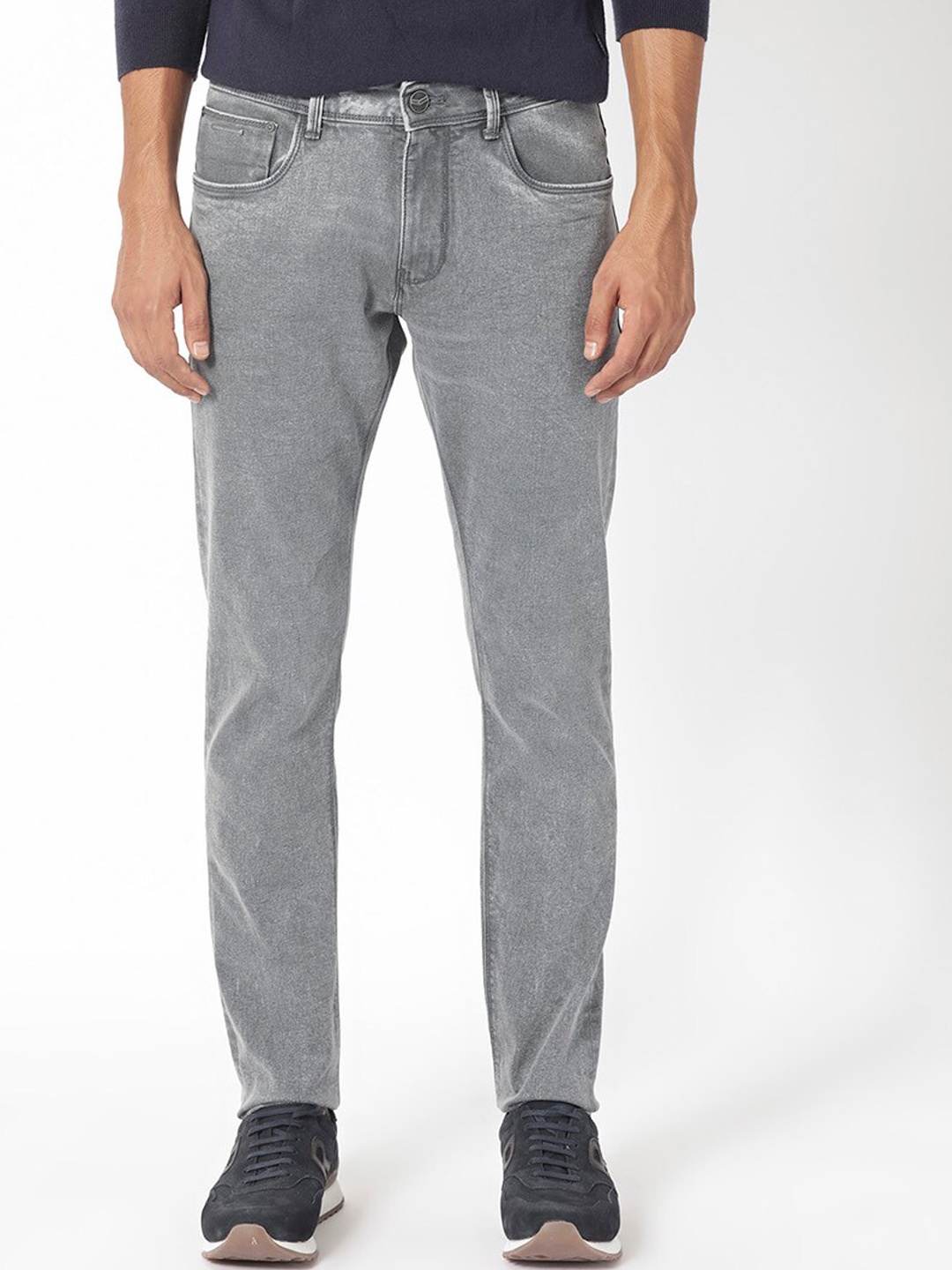 

RARE RABBIT Men Nater Slim Fit Mid-Rise Cotton Stretchable Jeans, Grey