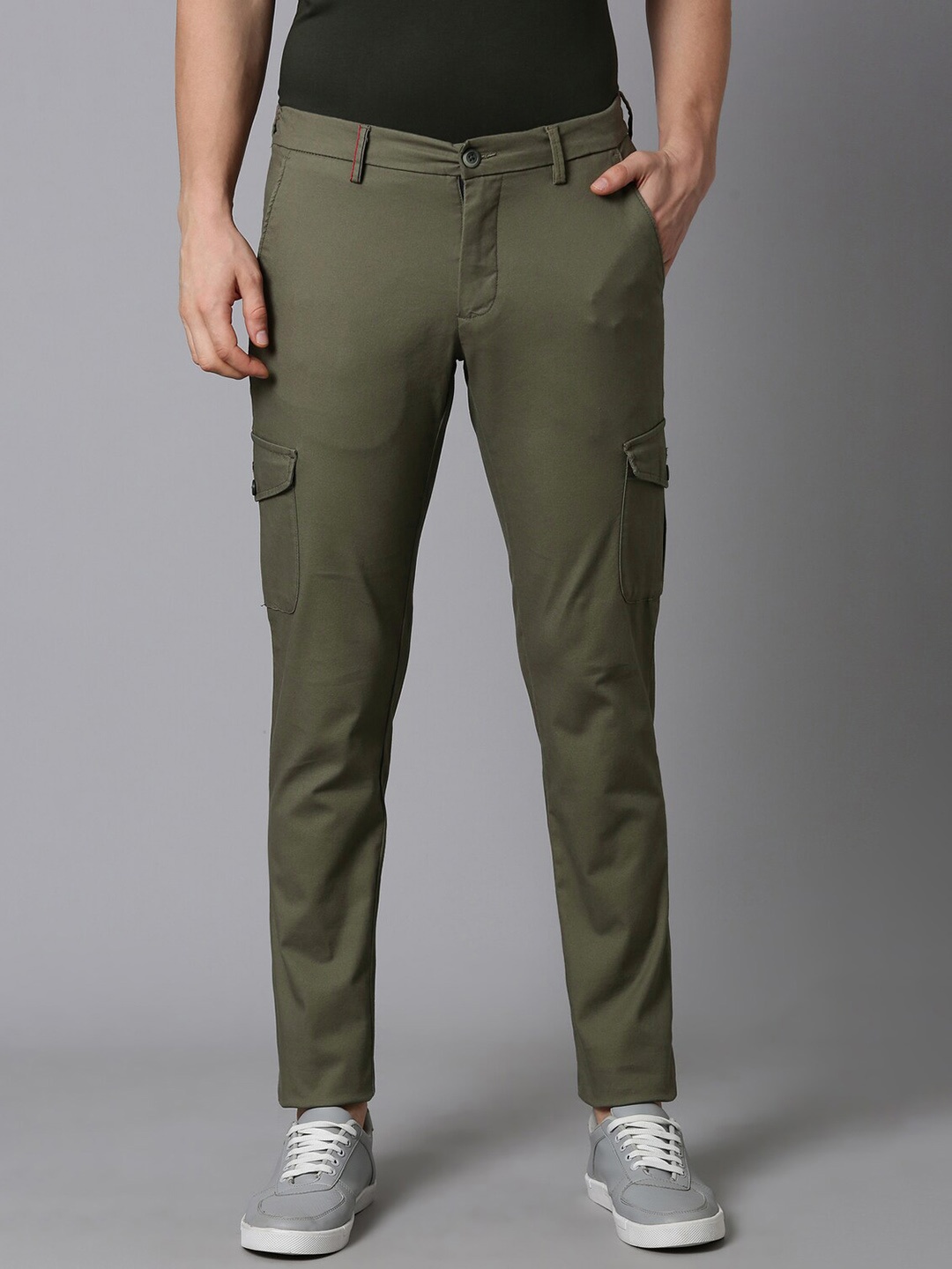 

Louis Philippe Sport Men Slim Fit Low-Rise Cargo Trousers, Olive