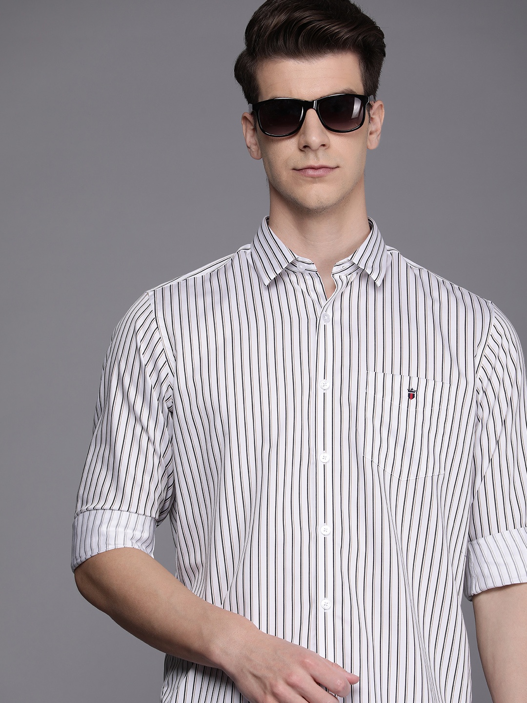 

Louis Philippe Sport Slim Fit Cotton Striped Casual Shirt, White