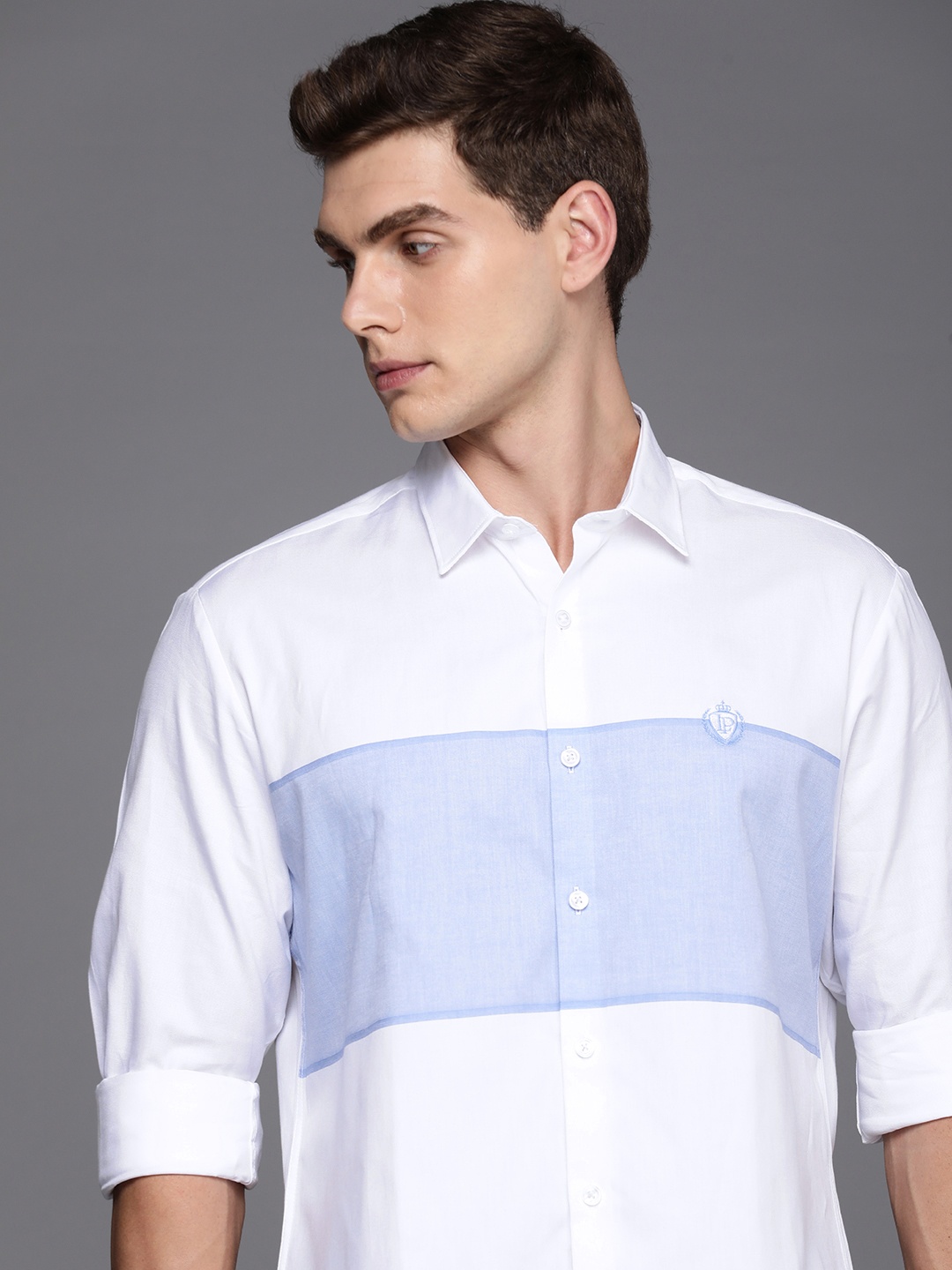 

Louis Philippe Sport Pure Cotton Slim Fit Colourblocked Casual Shirt, White