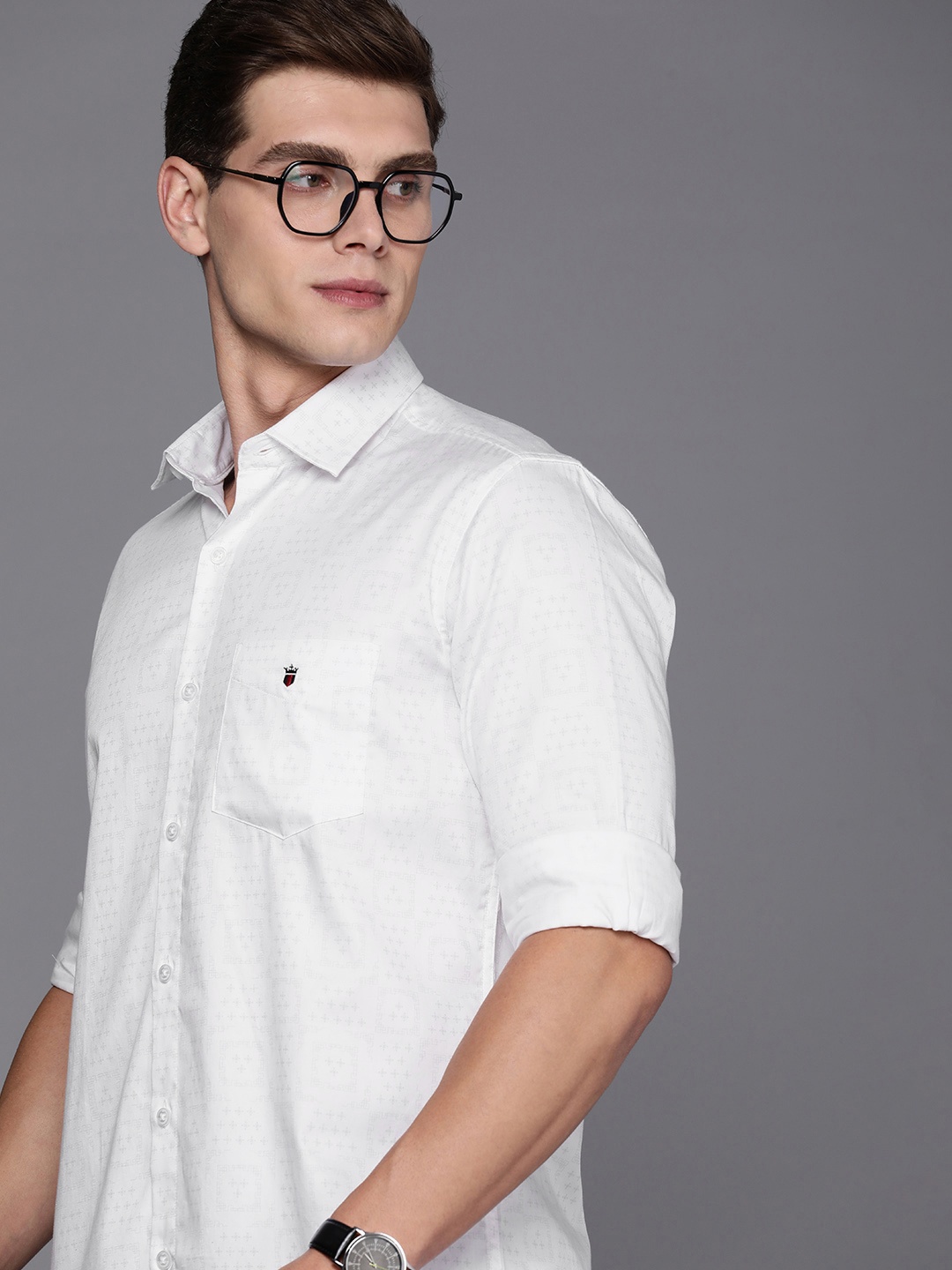 

Louis Philippe Sport Men Pure Cotton Slim Fit Printed Casual Shirt, White