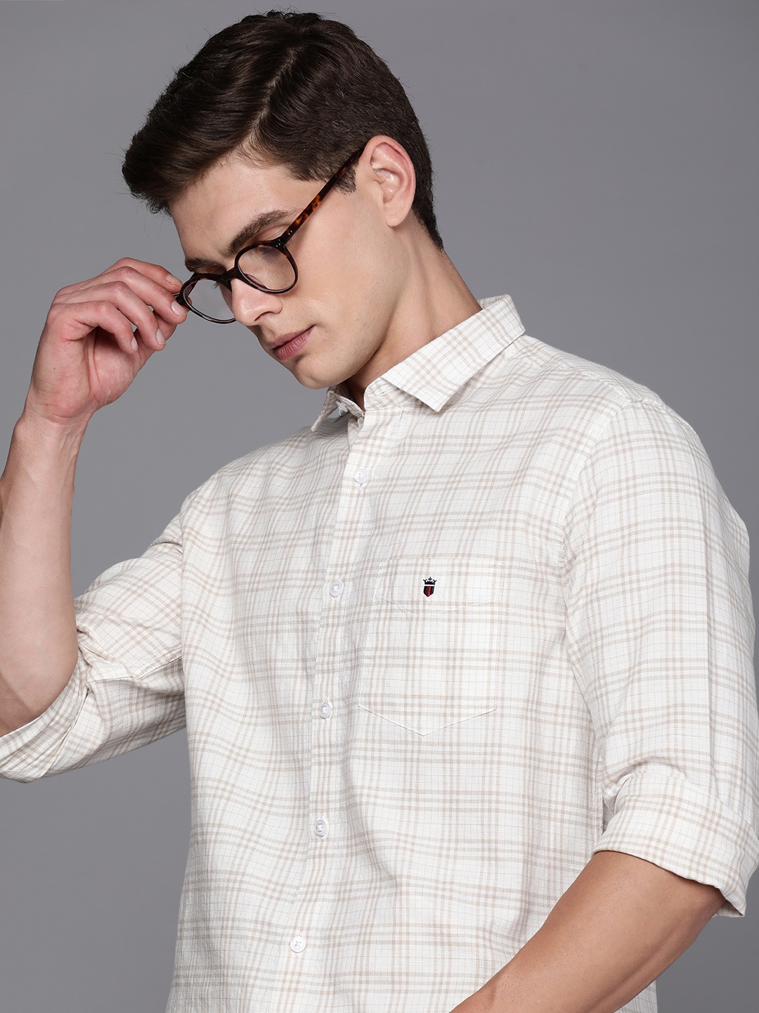 

Louis Philippe Sport Slim Fit Checked Casual Shirt, Beige