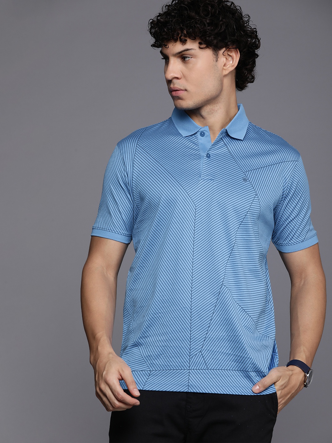 

Louis Philippe Sport Printed Polo Collar Pure Cotton T-shirt, Blue