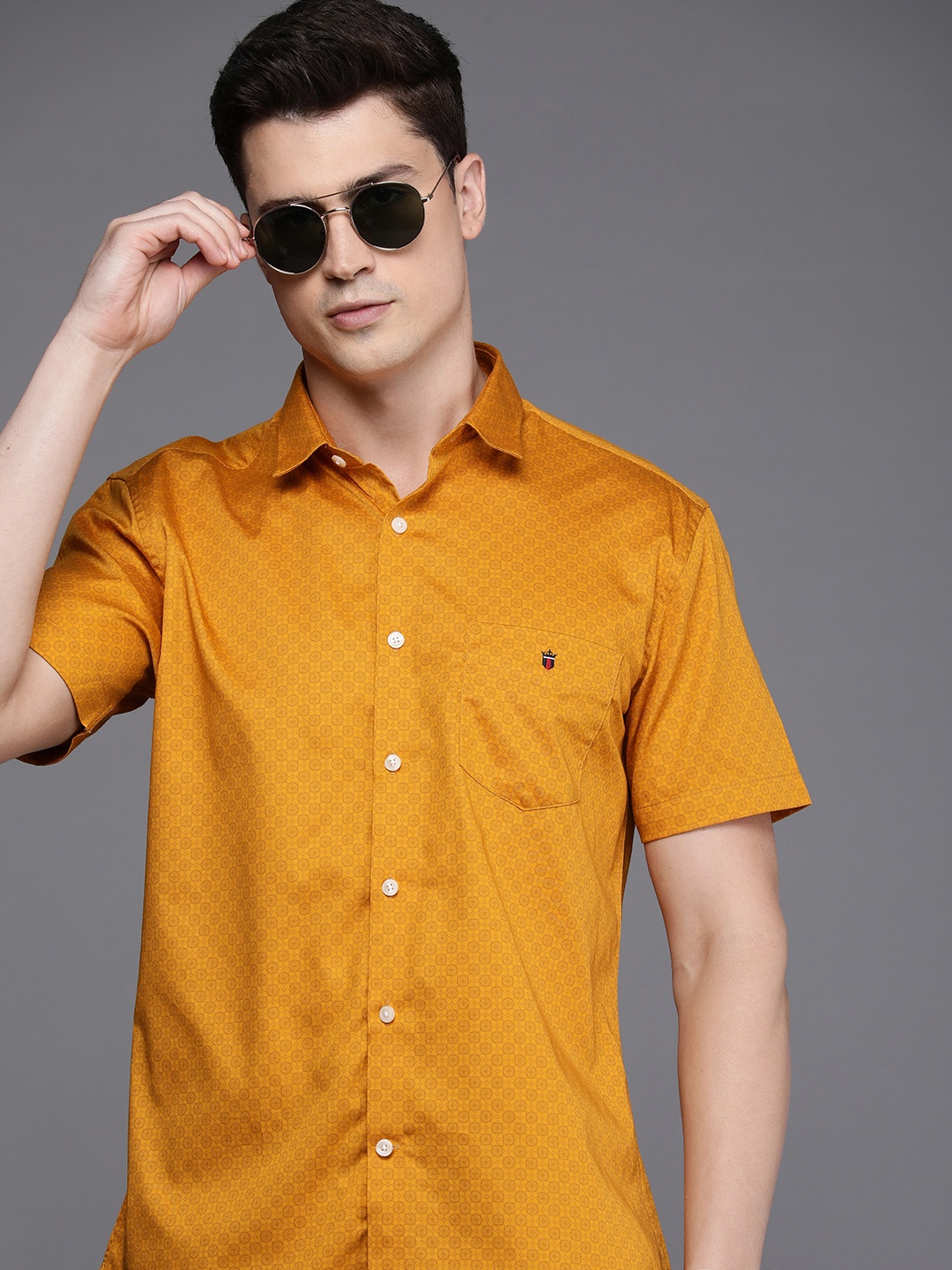 

Louis Philippe Sport Slim Fit Pure Cotton Printed Casual Shirt, Mustard