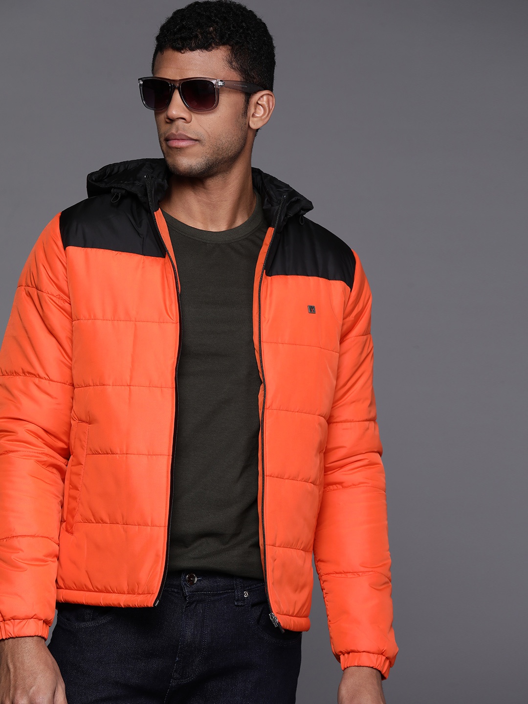 

Louis Philippe Sport Colourblocked Padded Jacket, Orange