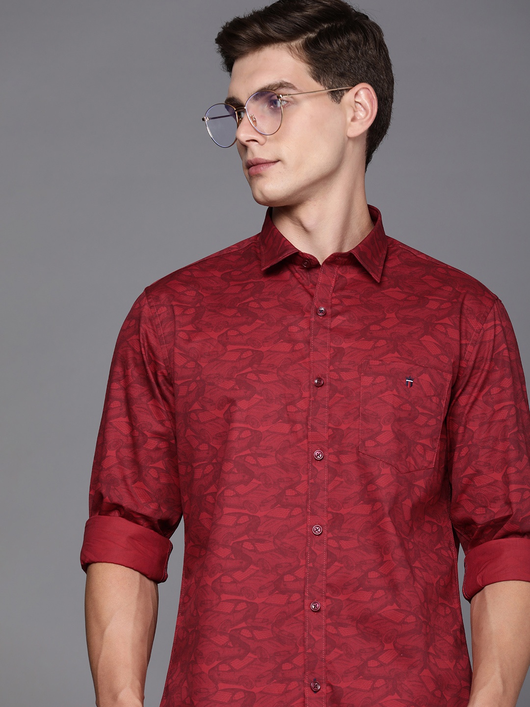 

Louis Philippe Sport Pure Cotton Slim Fit Conversational Printed Casual Shirt, Red