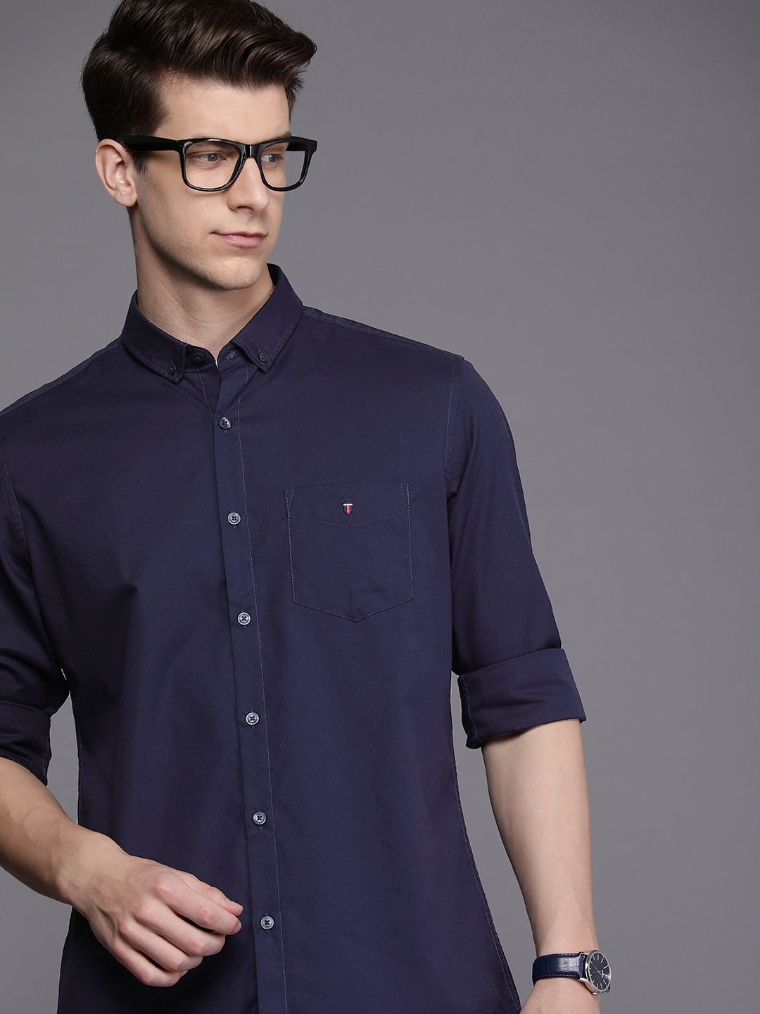 

Louis Philippe Sport Slim Fit Cotton Casual Shirt, Navy blue