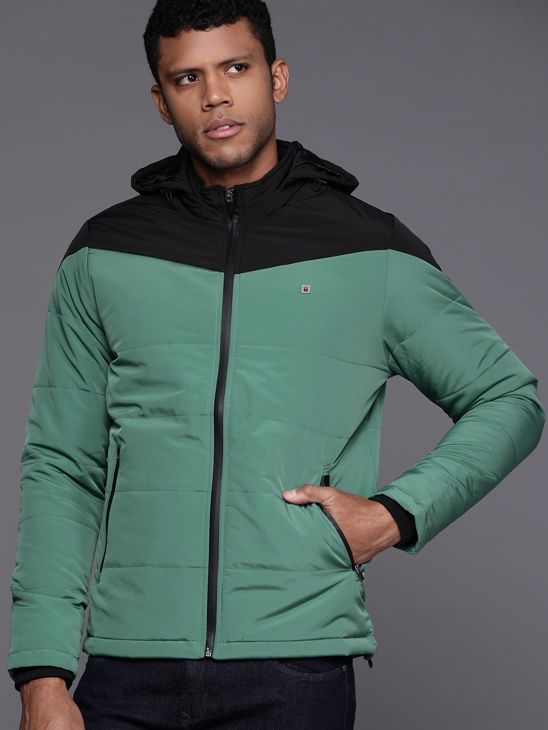 

Louis Philippe Sport Colourblocked Padded Jacket, Green