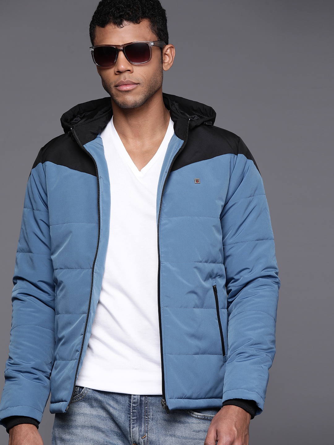 

Louis Philippe Sport Colourblocked Padded Jacket, Blue
