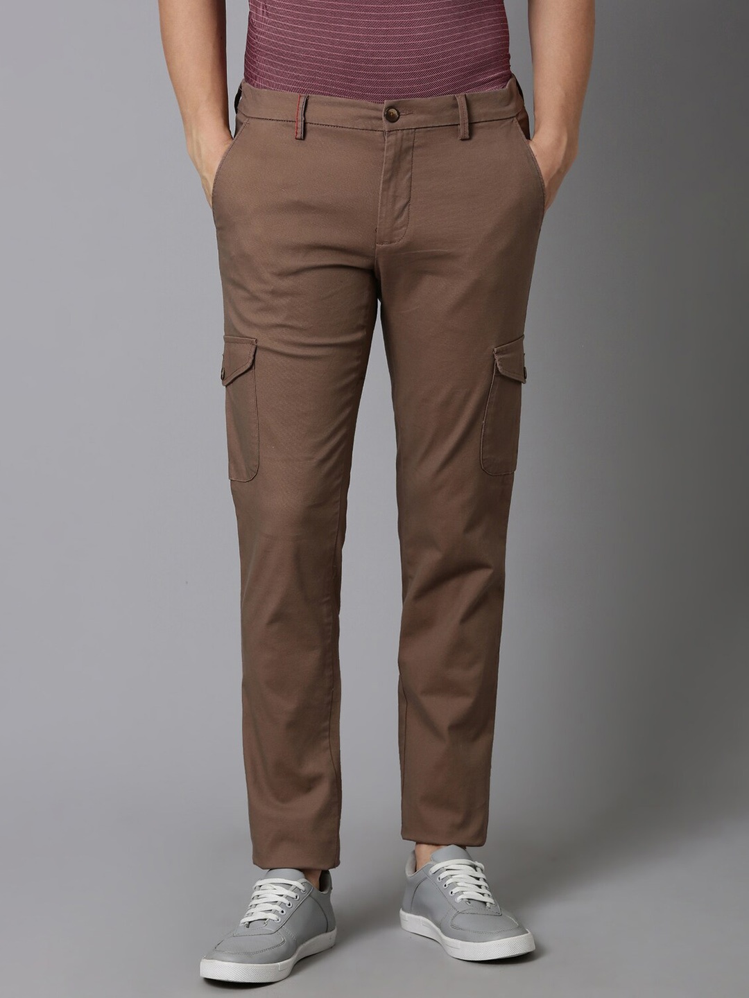 

Louis Philippe Sport Men Slim Fit Low-Rise Cargo Trousers, Brown