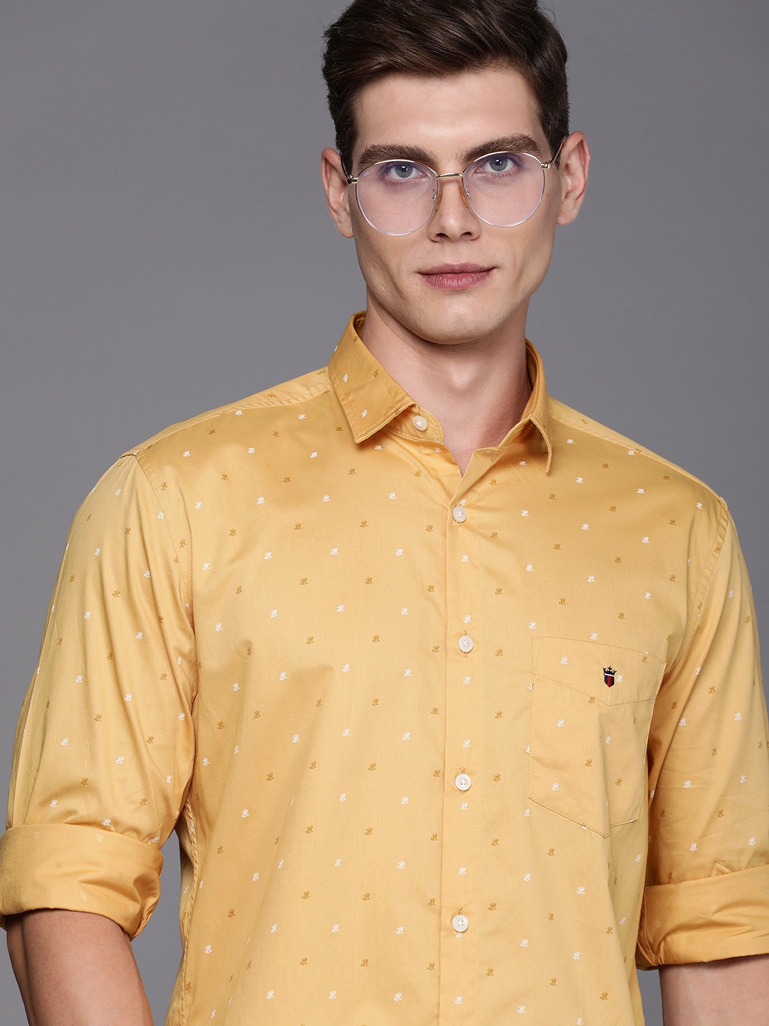 

Louis Philippe Sport Slim Fit Pure Cotton Printed Casual Shirt, Mustard