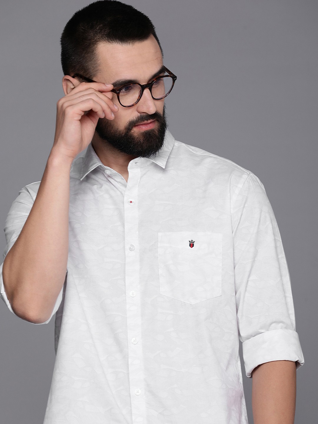 

Louis Philippe Sport Men Pure Cotton Slim Fit Printed Casual Shirt, White