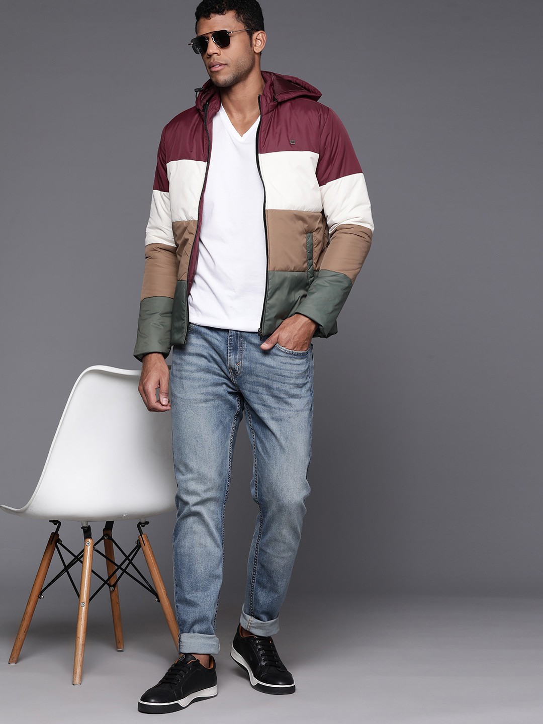 

Louis Philippe Sport Striped Padded Jacket, Multi