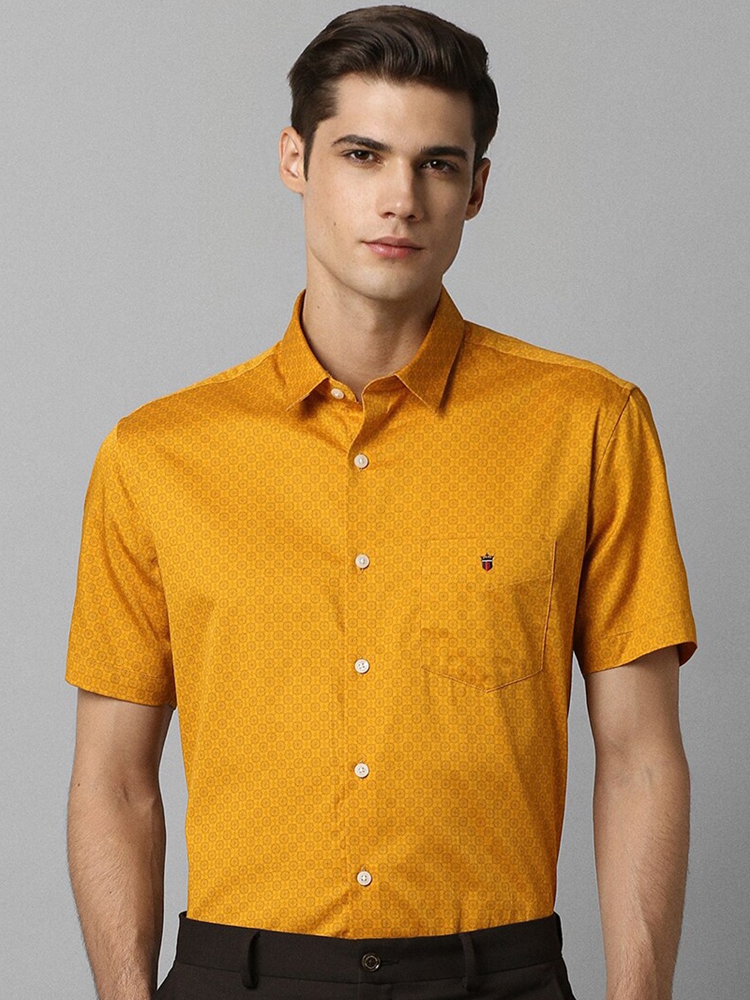 

Louis Philippe Sport Micro Ditsy Printed Pure Cotton Formal Shirt, Yellow