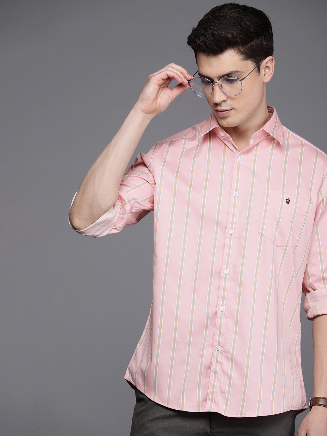 

Louis Philippe Sport Slim Fit Striped Casual Shirt, Pink