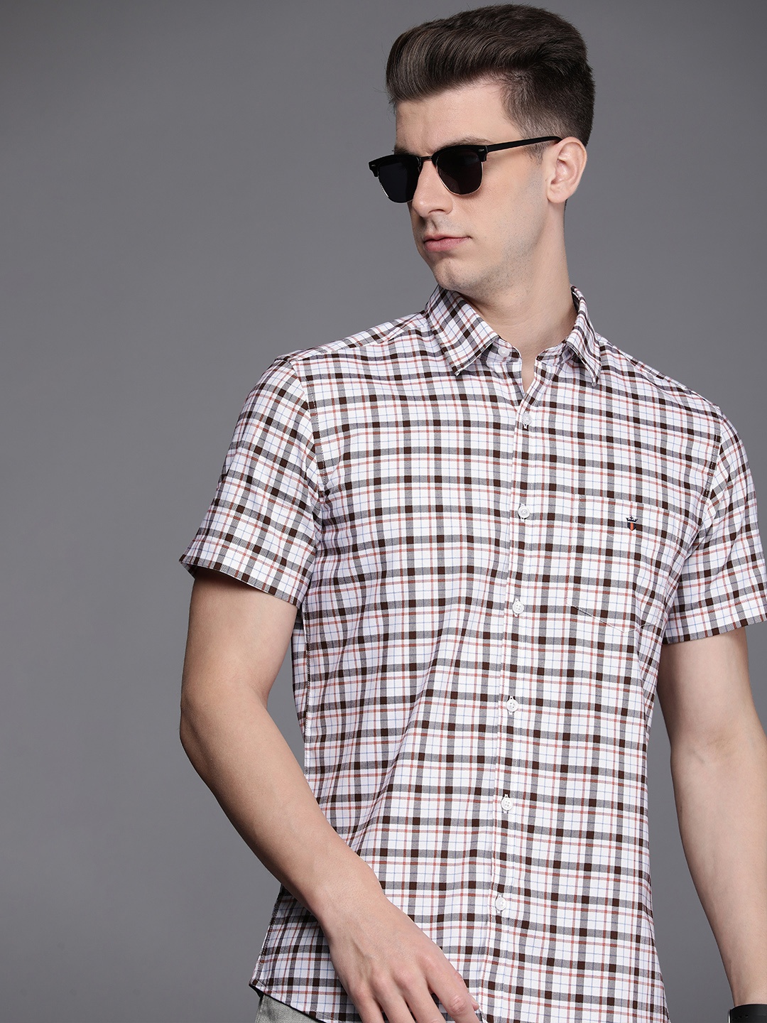 

Louis Philippe Sport Slim Fit Pure Cotton Checked Casual Shirt, Maroon
