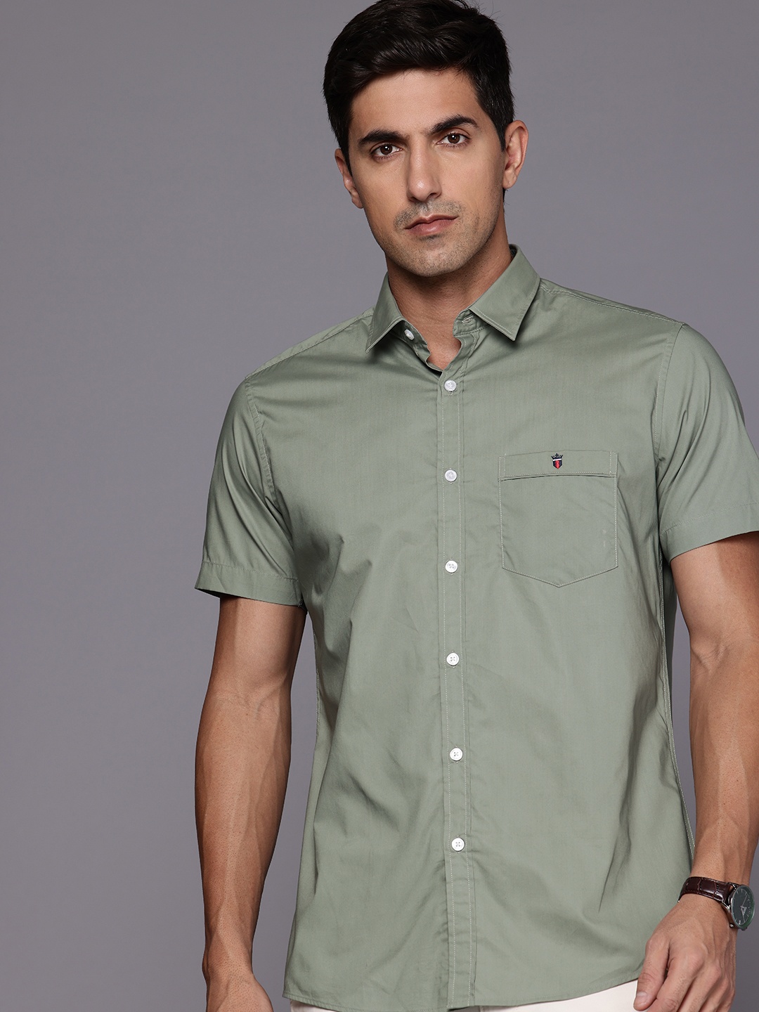 

Louis Philippe Sport Slim Fit Pure Cotton Casual Shirt, Olive