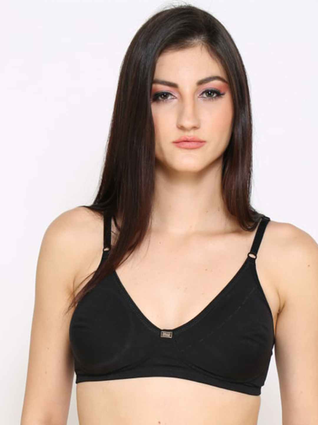 

Prag & Co Anti Microbial Non-Wired Lightly Padded Seamless Cotton T-Shirt Bra, Black