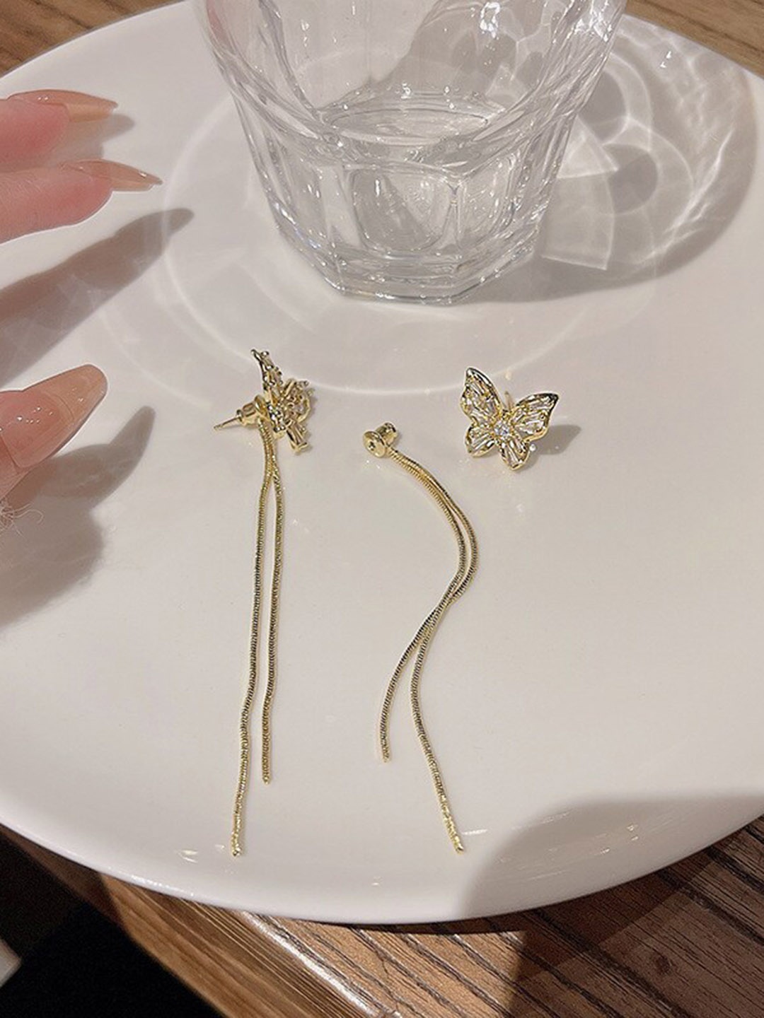 

VIEN Contemporary Stainless Steel Cubic Zirconia Drop Earrings, Gold
