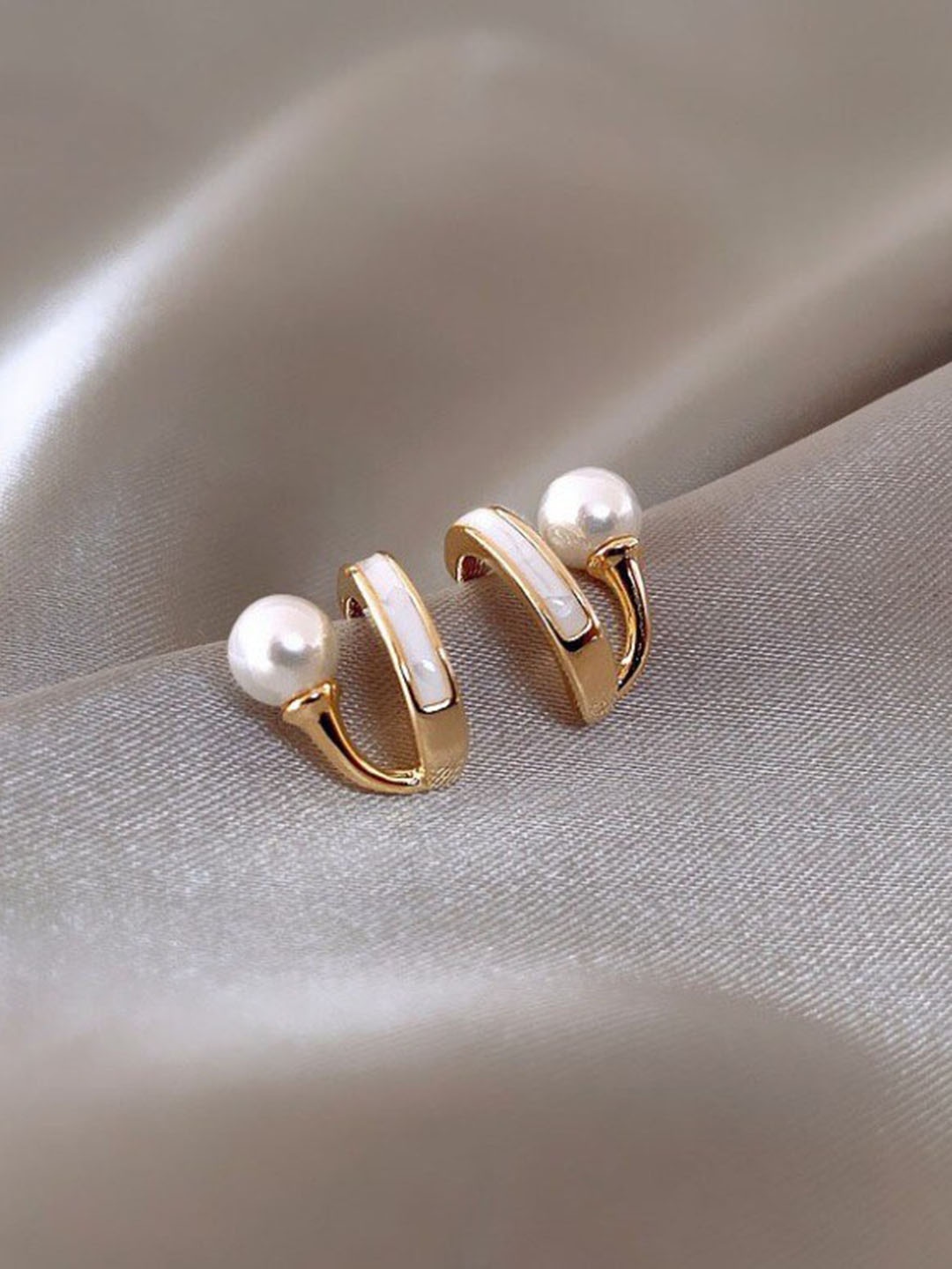 

VIEN Beaded Stainless Steel Geometric Studs Earrings, Gold
