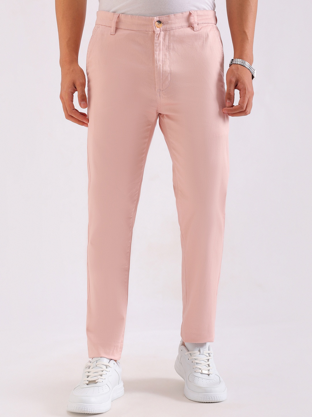 

The Indian Garage Co Men Slim Fit Mid-Rise Trousers, Rose