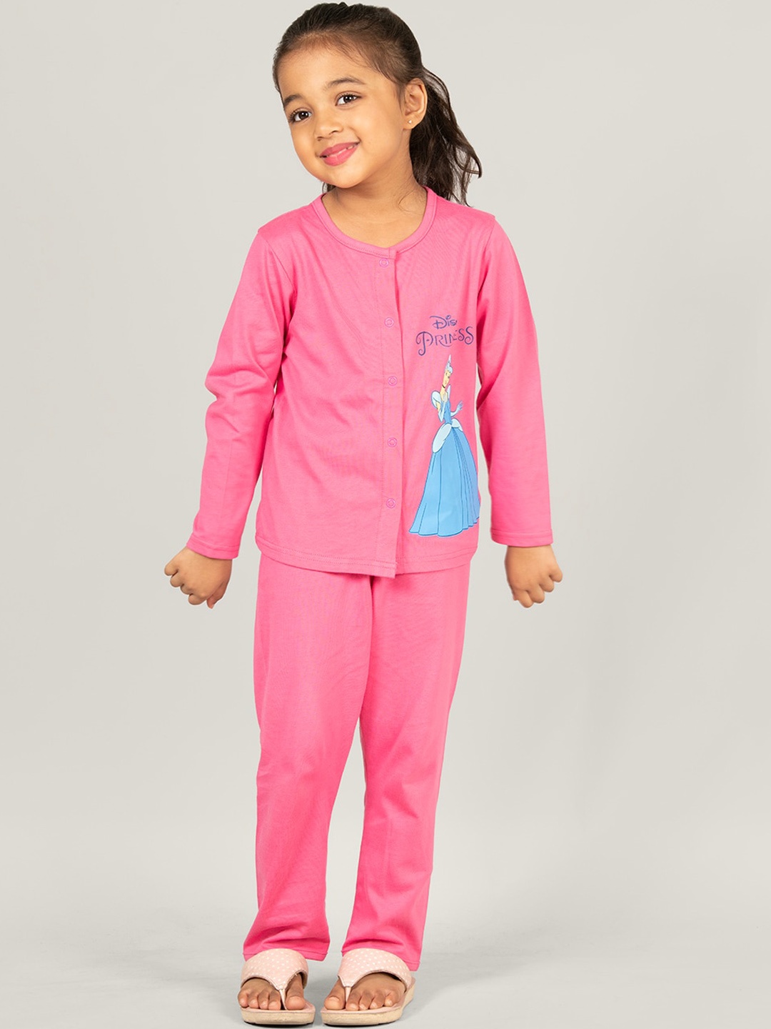 

Zalio Girls Disney Princess Printed Pure Cotton Night suit, Pink