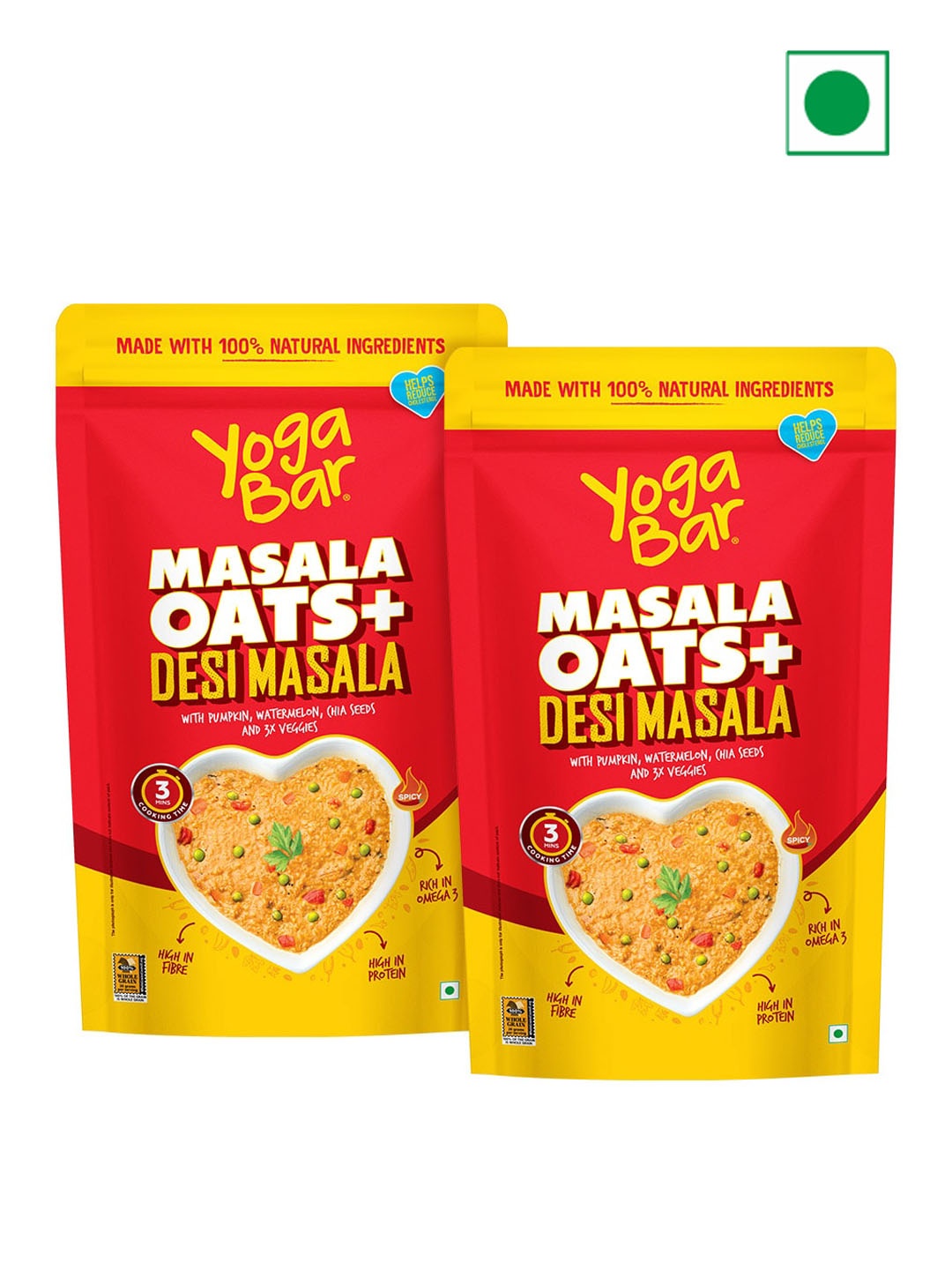 

Yogabar Set Of 2 Veggie Masala Oats -1kg Each, Red