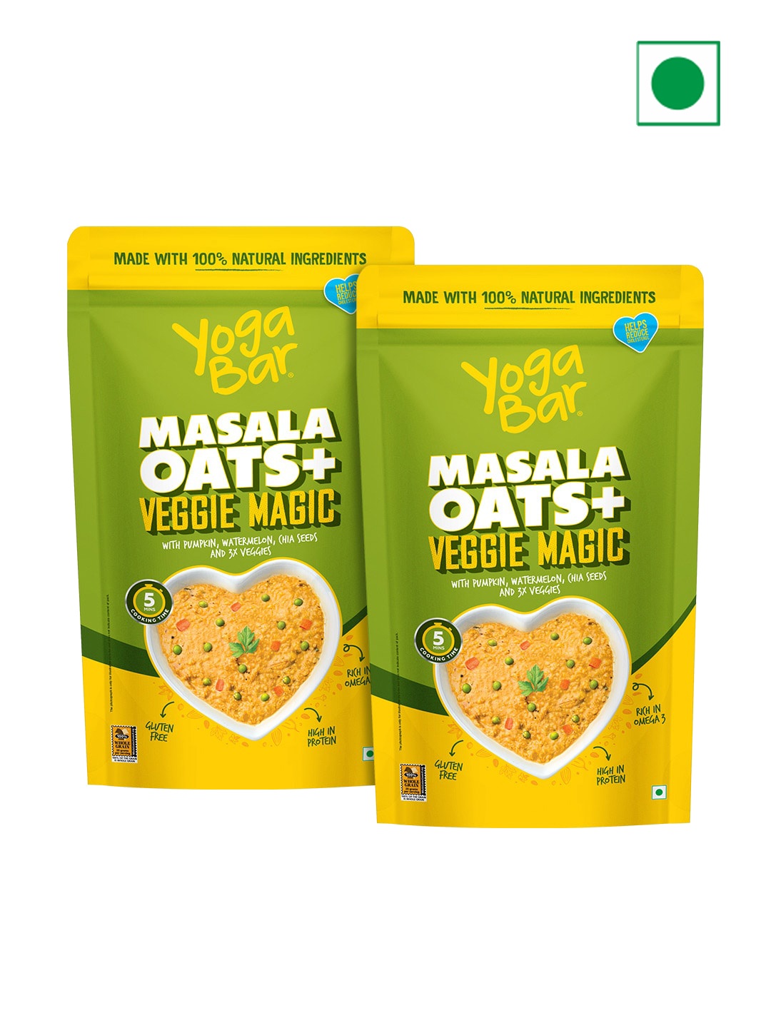 

Yogabar Set Of 2 Dal Khichdi Oats-400 gms Each, Green