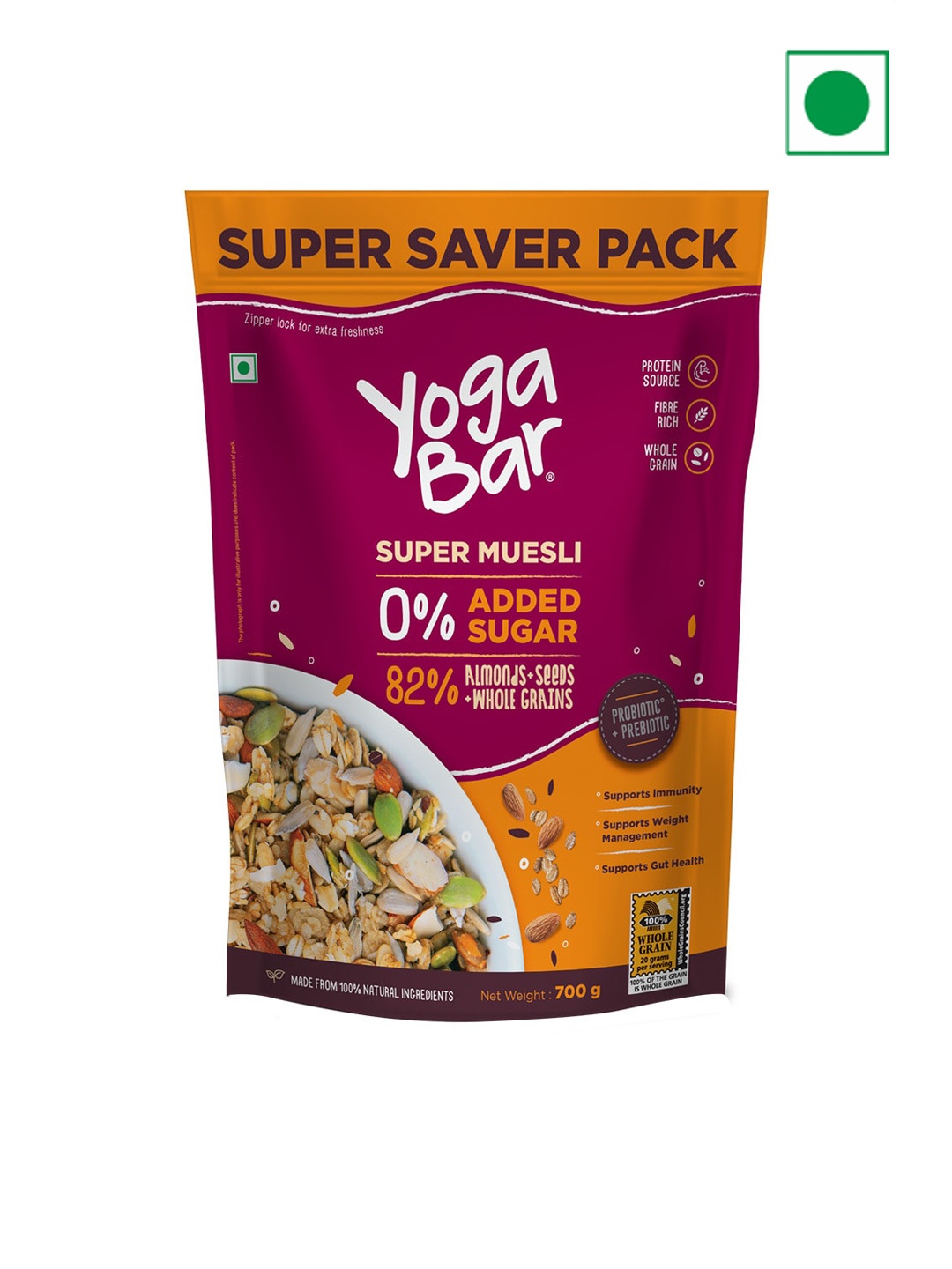 

Yogabar No Added Sugar Muesli - 700g, Red