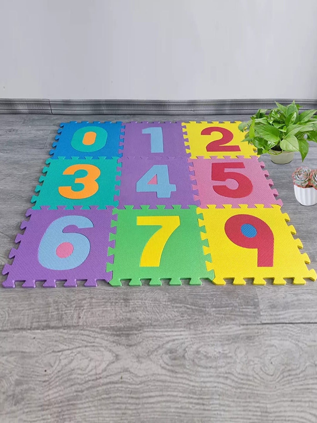 

MUREN Kids Printed Interlocking Foam Play Mat Counting 0-9, Yellow