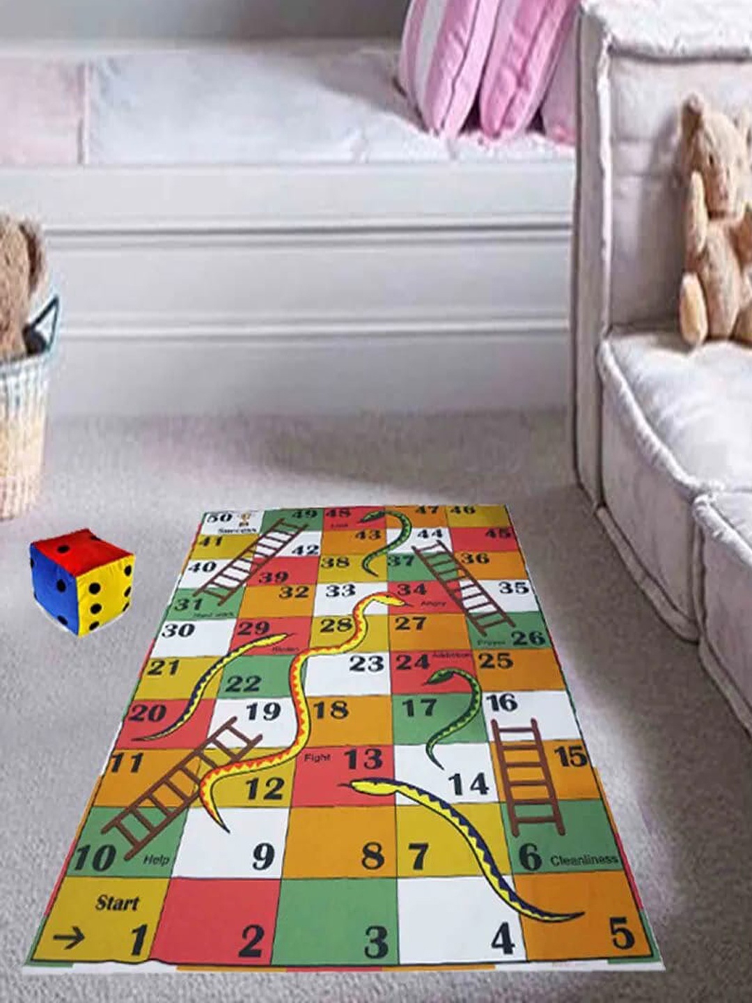 

MUREN Kids Non-Allergic Snake & Ladder Jumbo Play Mat, Brown