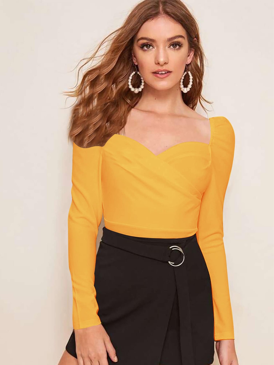 

Dream Beauty Fashion Sweetheart Neck Gathered Top, Yellow