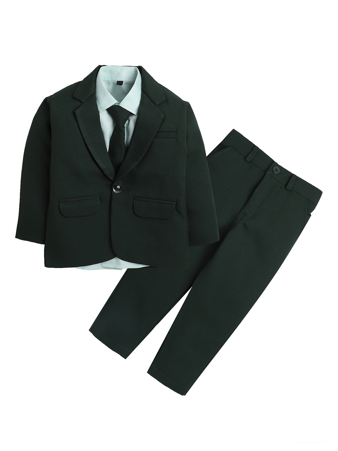

Lil homies Boys Single-Breasted Cotton 4 Piece Party Suits, Green