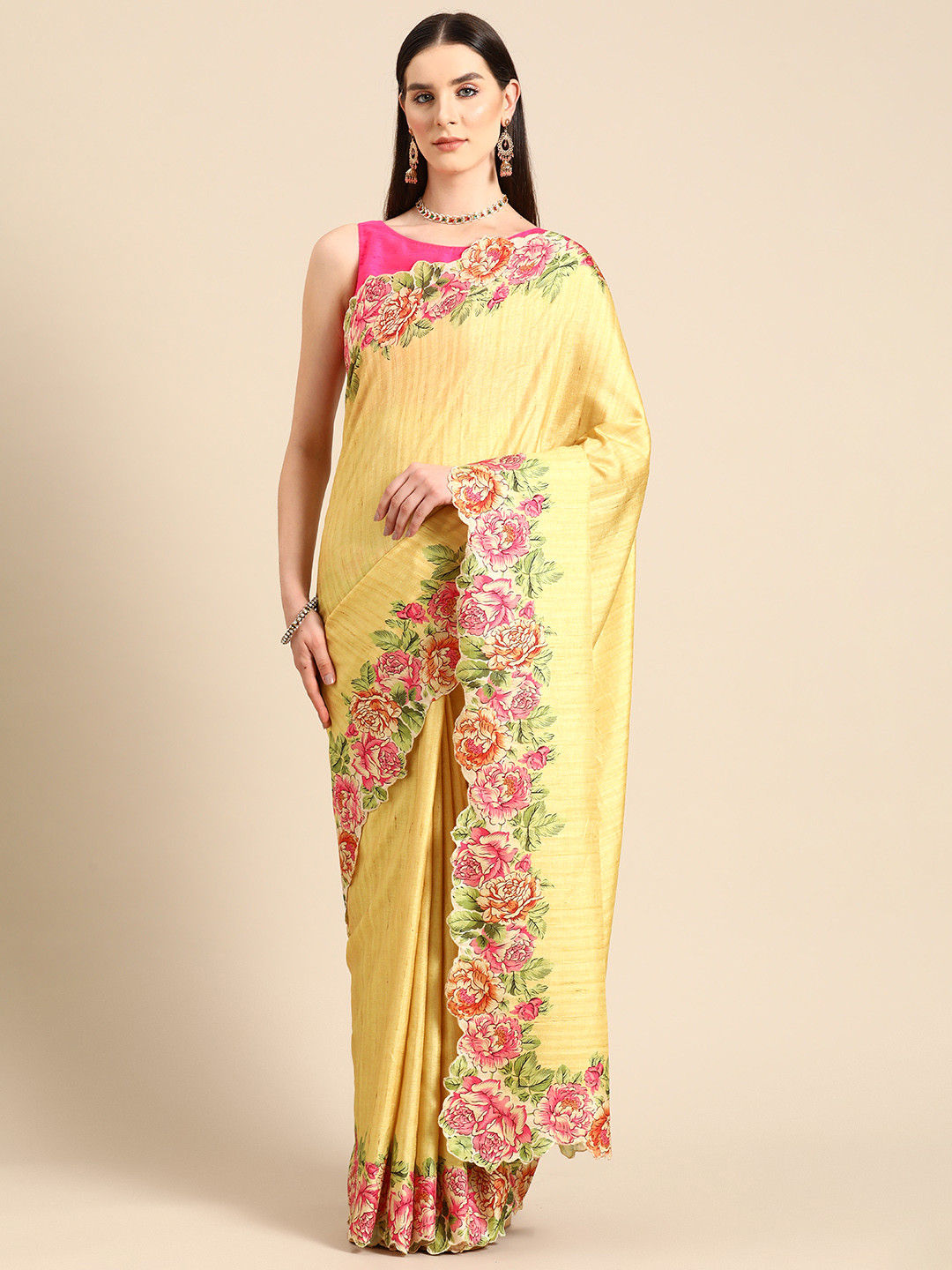 

Simaaya Woven Design Tissue Saree, Beige