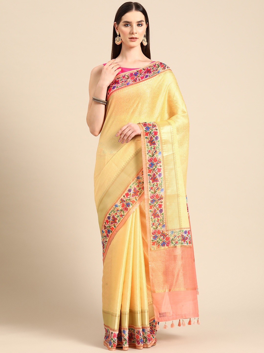 

Simaaya Woven Design Ethnic Motifs Zari Saree, Cream