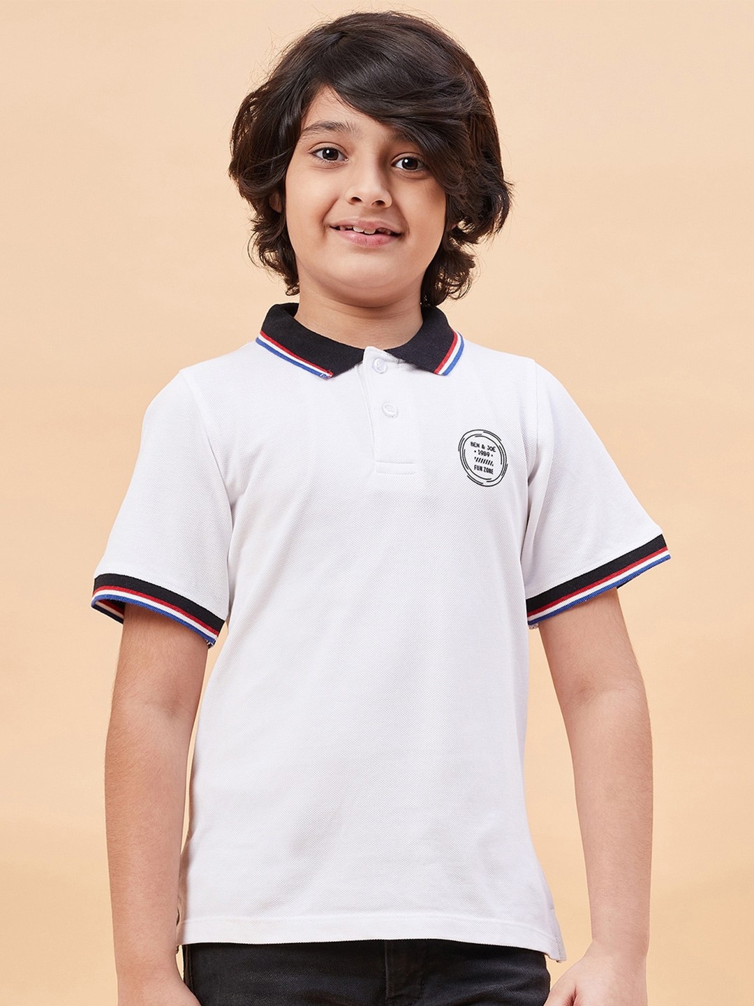 

Ben & Joe Boys Polo Collar Pure Cotton T-shirt, White