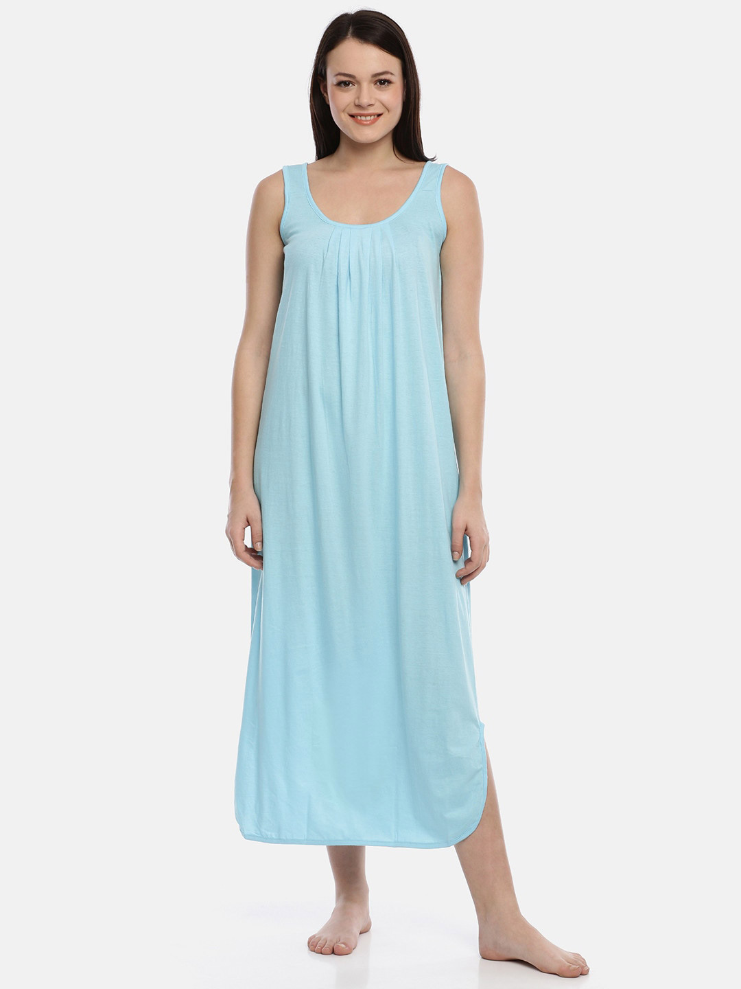 

GOLDSTROMS Scoop Neck Pure Cotton Midi Nightdress, Blue