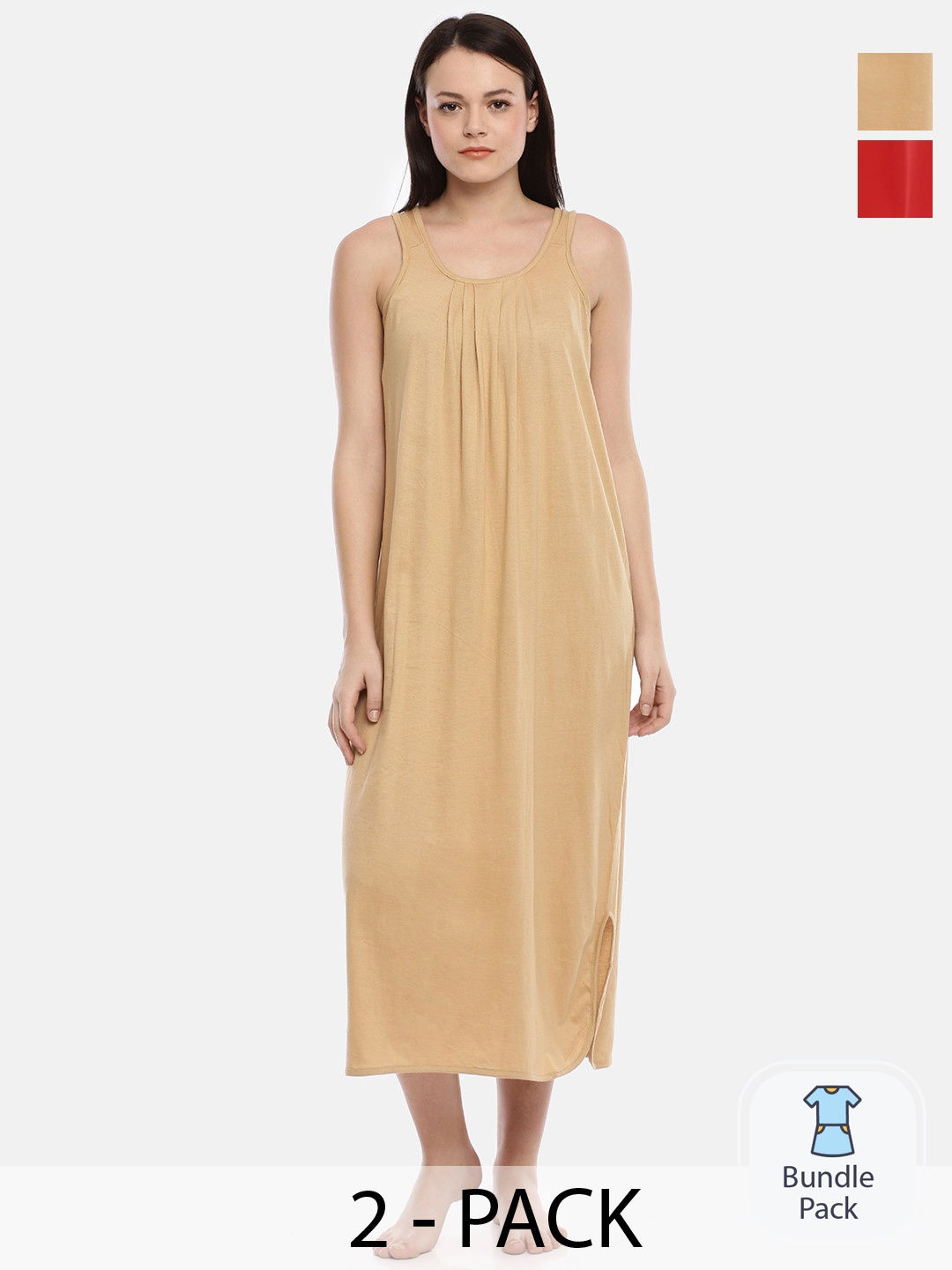 

GOLDSTROMS Pack Of 2 Sleeveless Maxi Nightdress, Beige