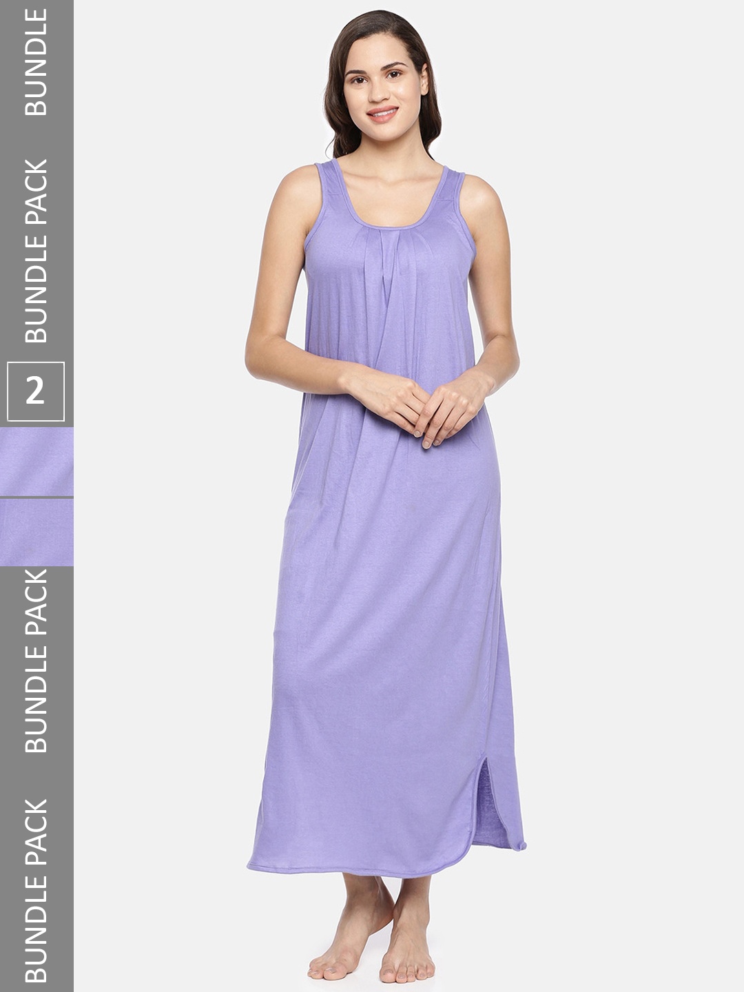 

GOLDSTROMS Pack Of 2 Sleeveless Pure Cotton Maxi Nightdress, Lavender