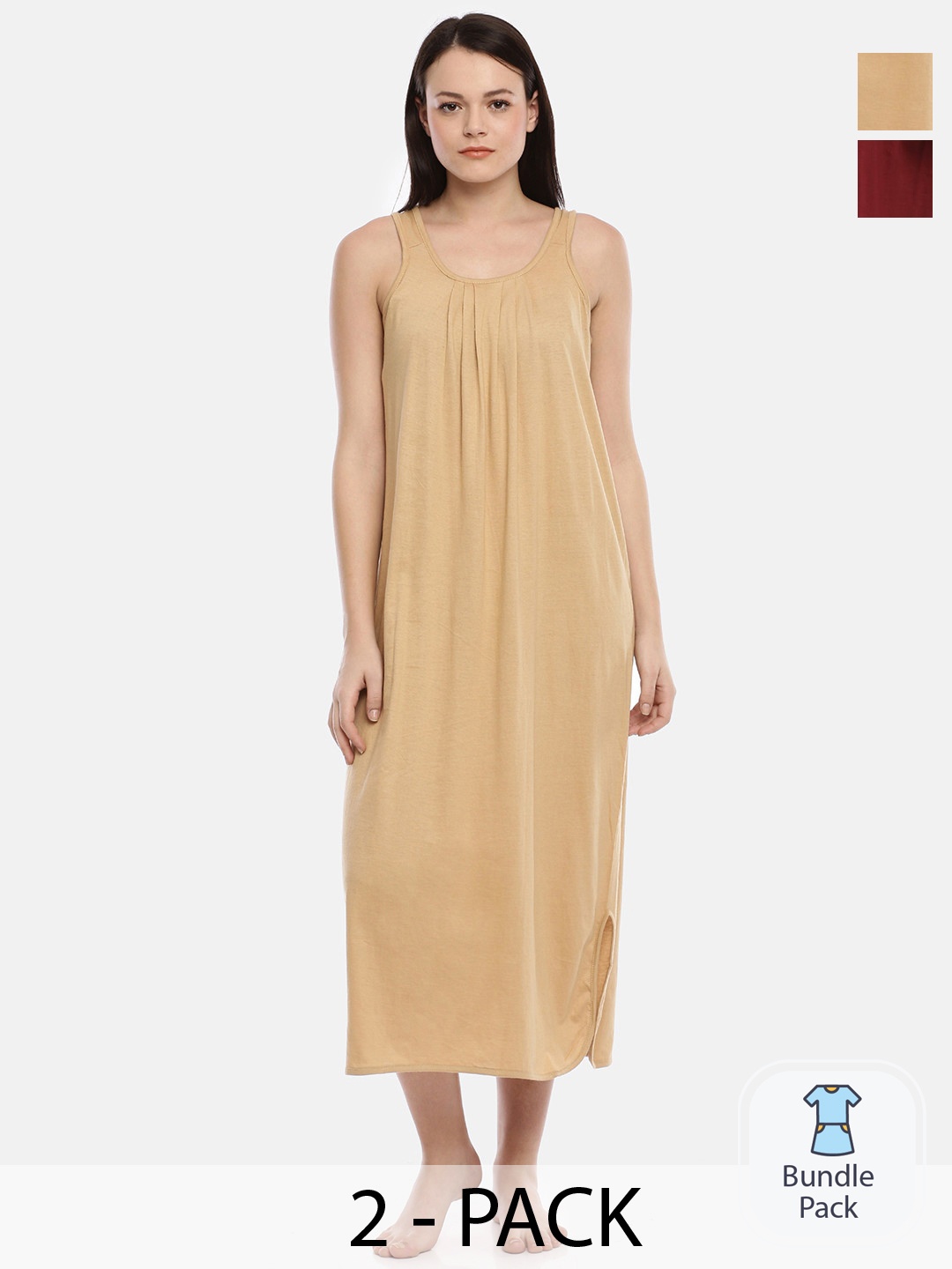 

GOLDSTROMS Pack Of 2 Sleeveless Maxi Nightdress, Beige