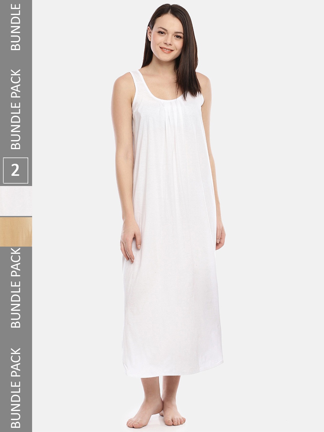 

GOLDSTROMS Pack Of 2 Sleeveless Pure Cotton Maxi Nightdress, White