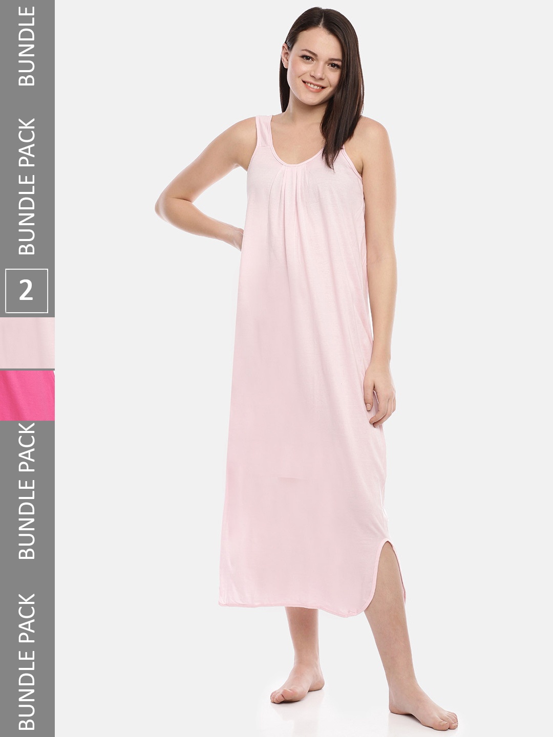 

GOLDSTROMS Pack Of 2 Sleeveless Pure Cotton Maxi Nightdress, Pink