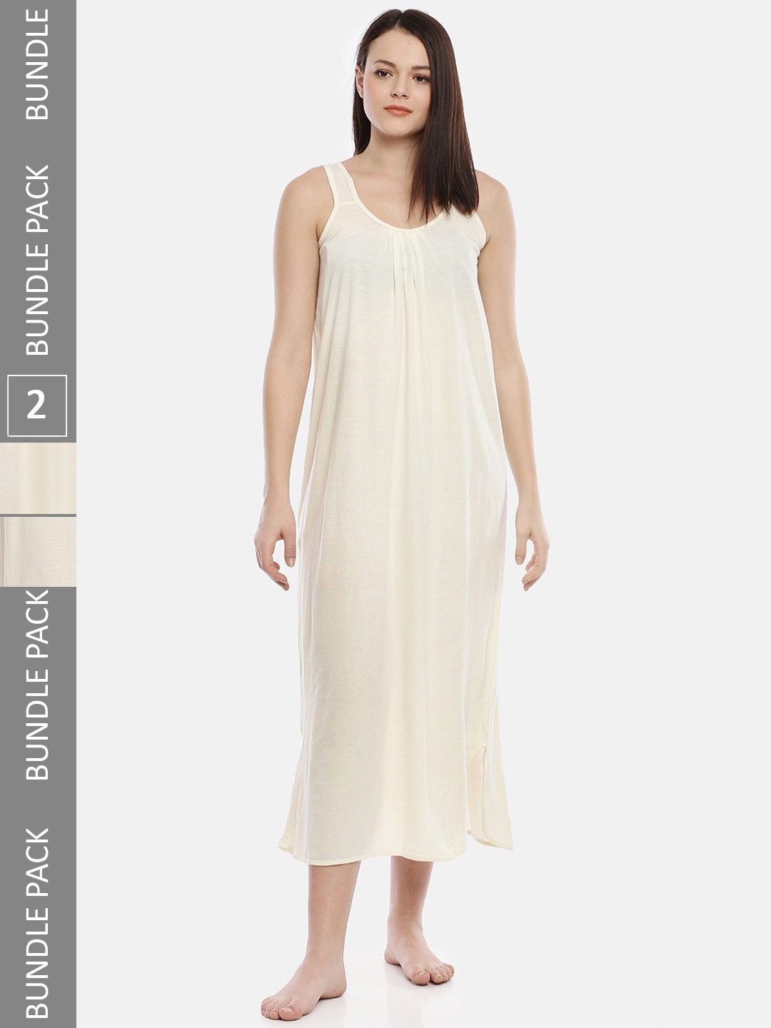 

GOLDSTROMS Pack Of 2 Sleeveless Pure Cotton Maxi Nightdress, Off white