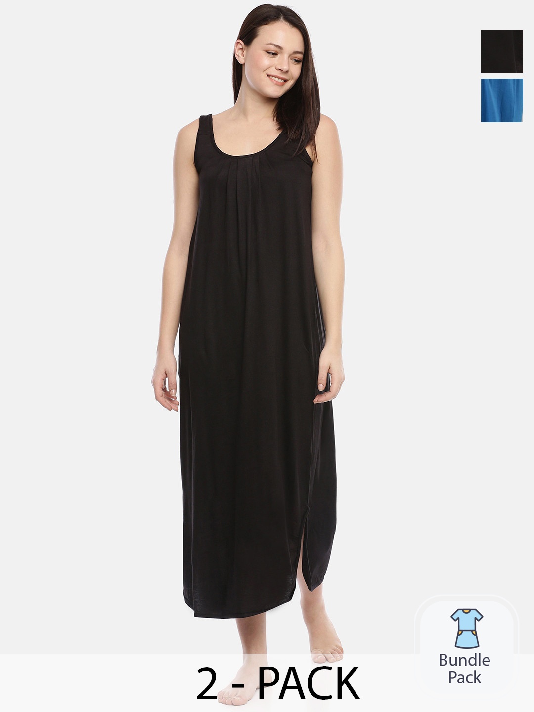 

GOLDSTROMS Pack Of 2 Sleeveless Maxi Nightdress, Black